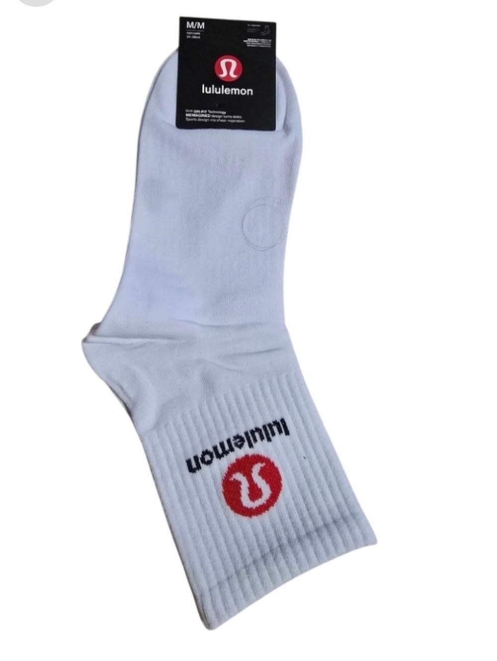 athletica White Athletic Crew Socks with Red Logo One Pair